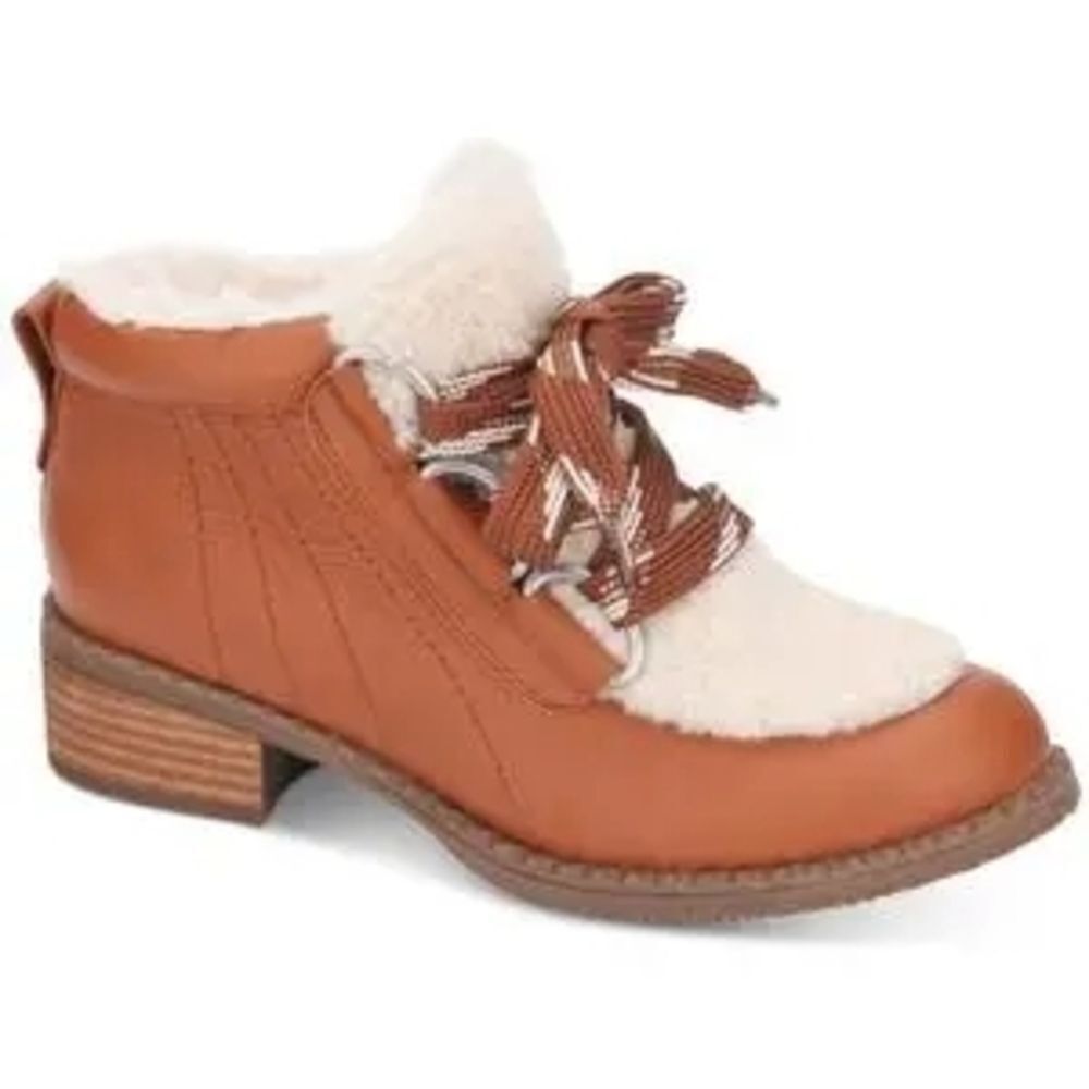 Gentle Souls Kenneth Cole Womens Tan Leather Stitch Shearling Shooties Size 7.5